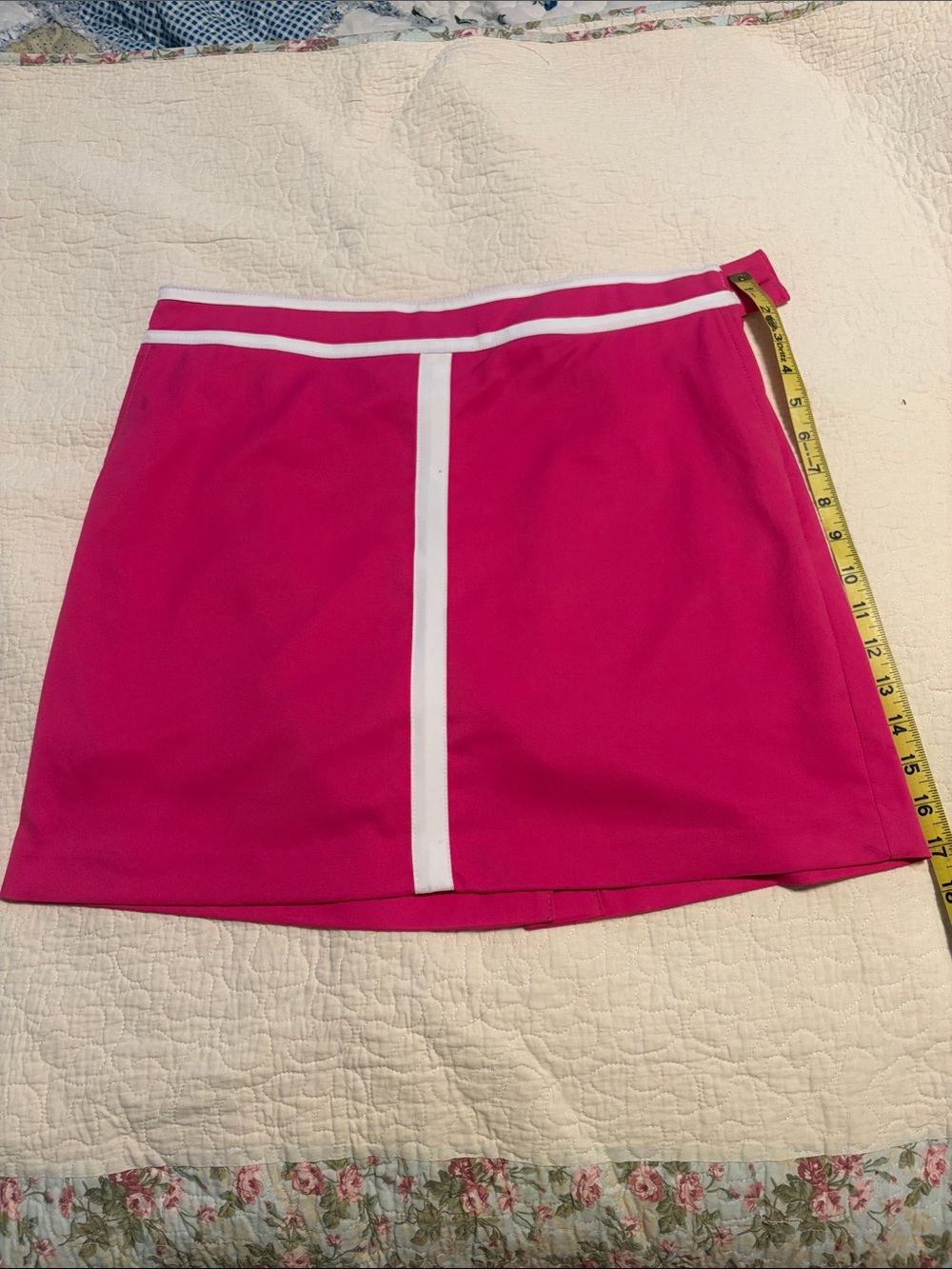 Bright Pink Mini Skirt with White Trim